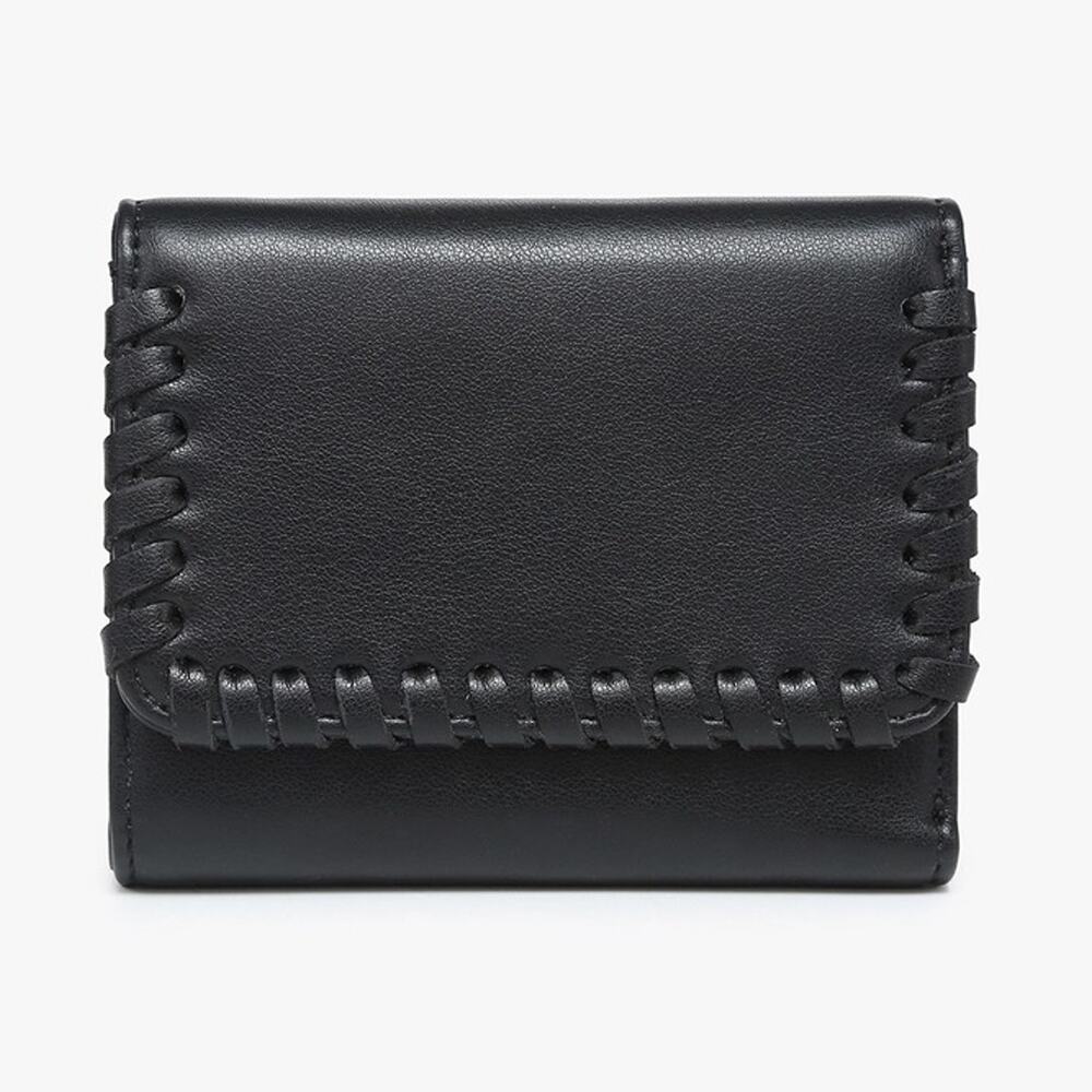 Logan Whipstitch Trifold Wallet Black